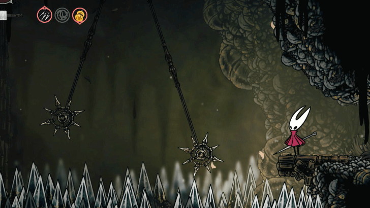 Pogo off the spikes on the left