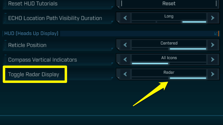 Radar Display Settings
