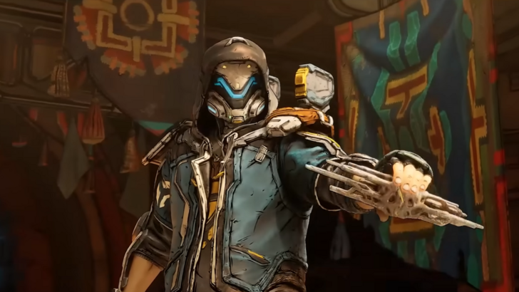 Borderlands 4 Rafa holding an item