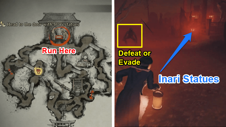 Silent Hill F Head to the Door With Inari Statues