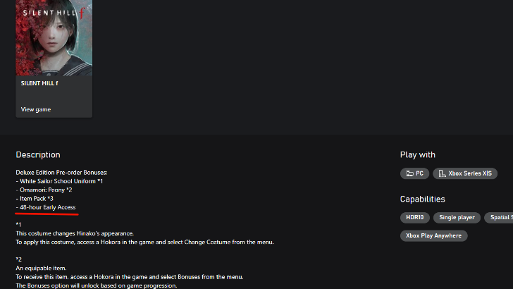 Silent Hill f Xbox Pre-Order