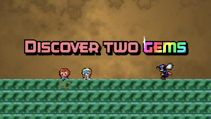 Susumu Anna and Klonoa in a platform of blocks together