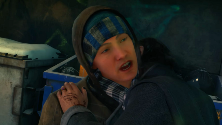 Vampire: The Masquerade - Bloodlines 2 player character Phyre sucking the blood out of the neck of a civilian