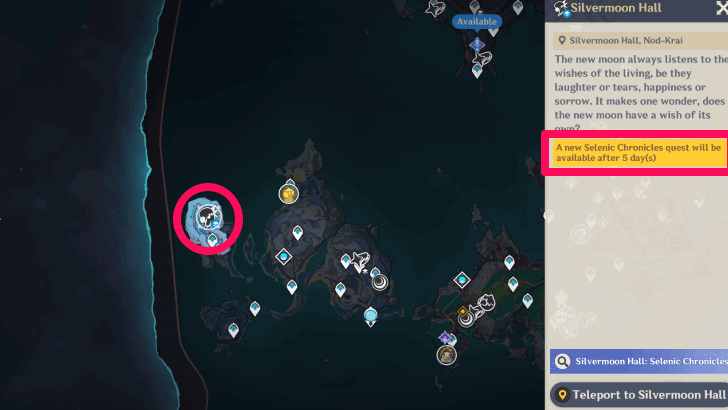 Silvermoon Hall Selenic Chronicles Icon on the Map