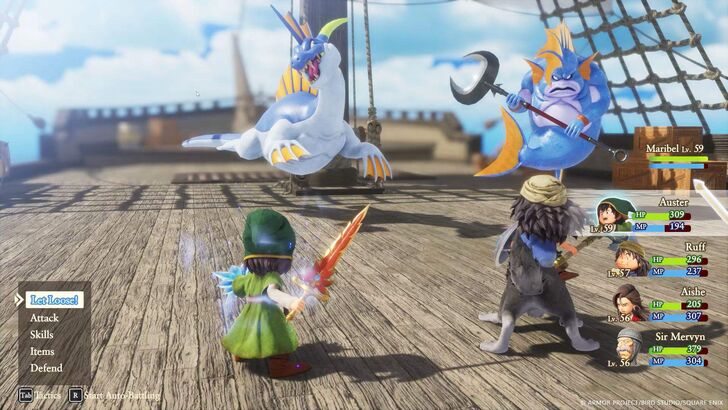 Dragon Quest 7 battle on the ship