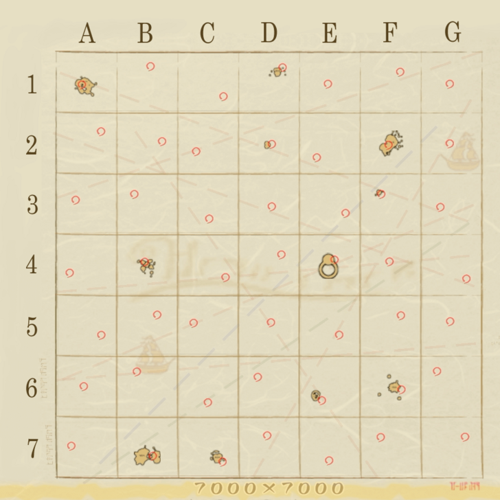 Sea Chart Map with All Treasure