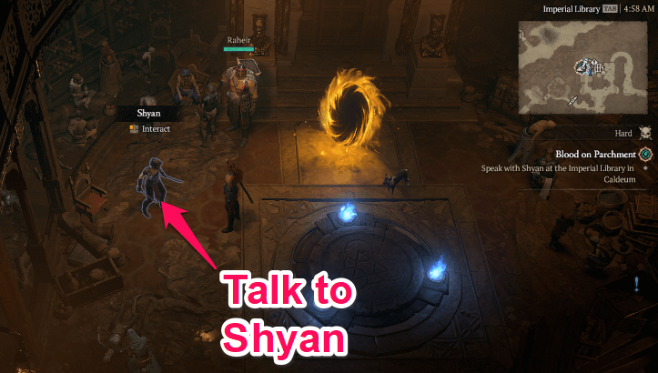 Talk to Shyan at the Imperial Library