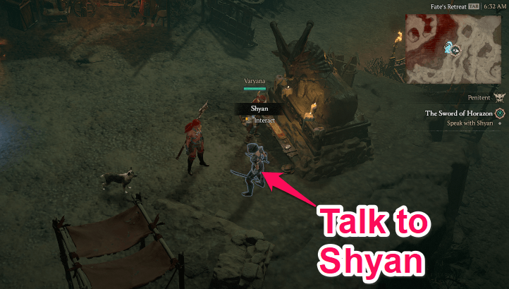 Talk to Shyan at Fate