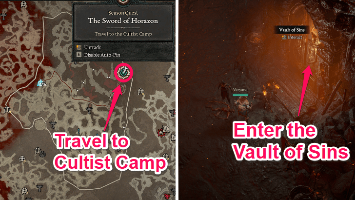 Travel east and enter the Vault of Sin