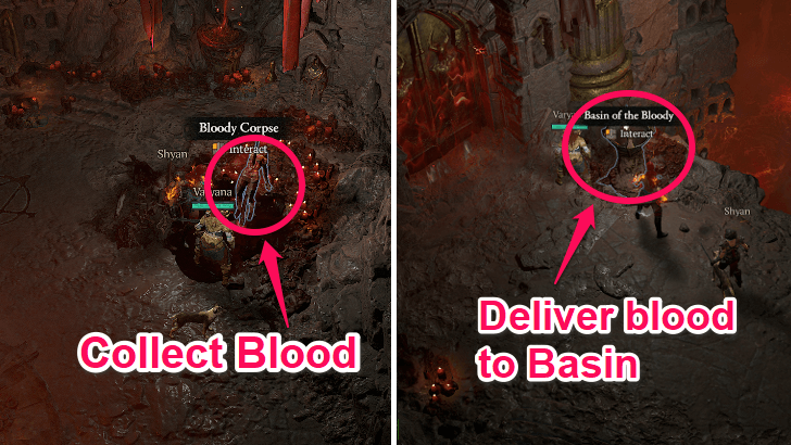 Progress dungeon and deliver blood to Basin