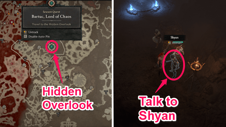 Talk to Shyan at the Hidden Overlook