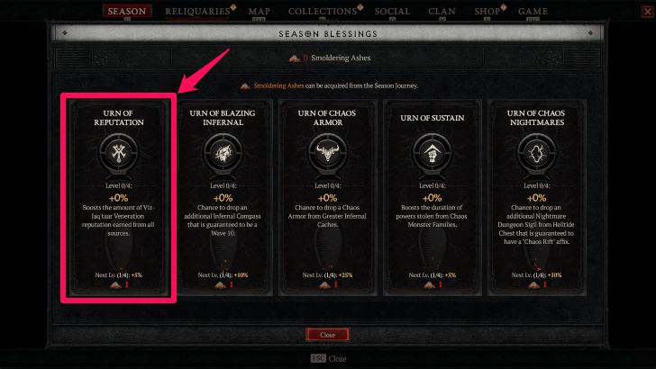 Get the Urn of Reputation Season Blessing