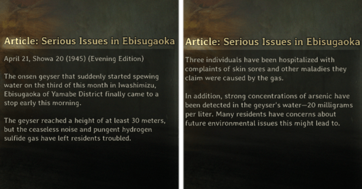 Serious Issues in Ebisugaoka Geyser
