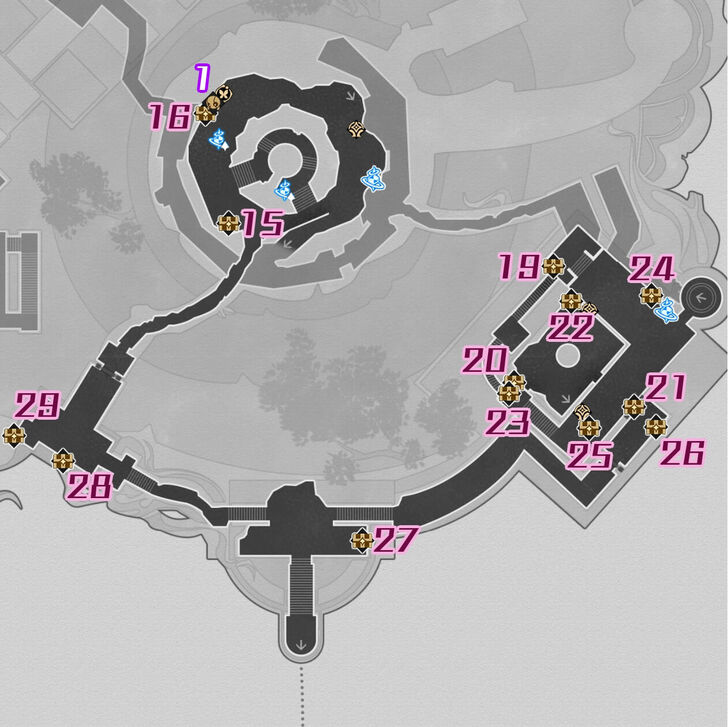 HSR - Radiant Scarwood Grove of Epiphany F1 North Chest Map