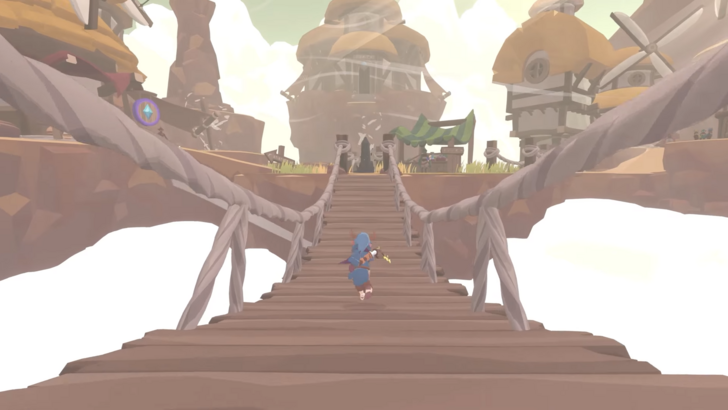 Demi going through a bridge in the game demi and the fractured dream