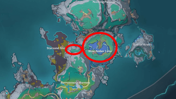 Genshin - Silver Fir Wood Locations - Blue Amber Lake