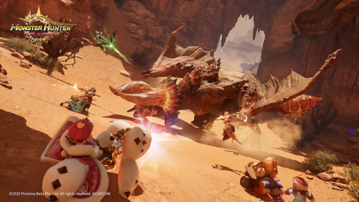 Midori Pepe Madelyn and Raya fight a Diablos alongside a Rutaco