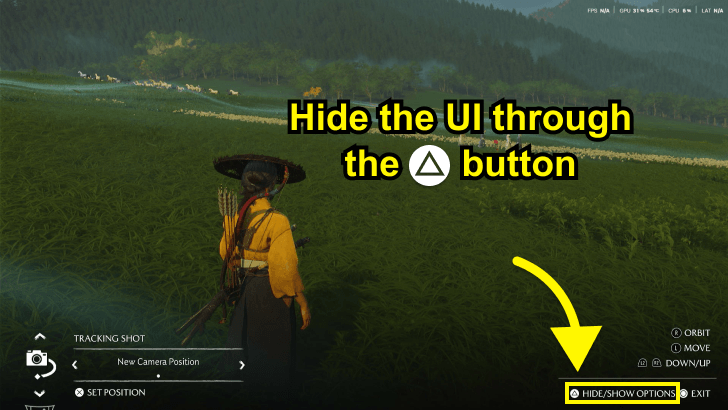 Hide the UI through the triangle button.png