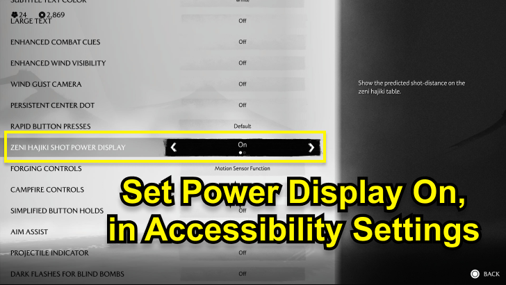 Set Power Display On in Accessibility Settings