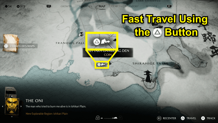 Fast Travel using the Triangle Button