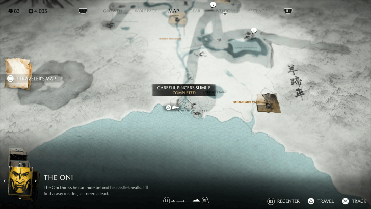 Careful Pincers Sumi-e Map Image