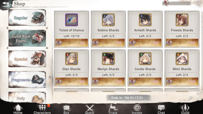 Guild Raid Event Shop