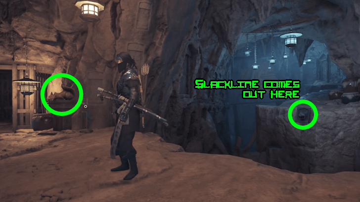 Interact with the Fox Satue for a Slackline