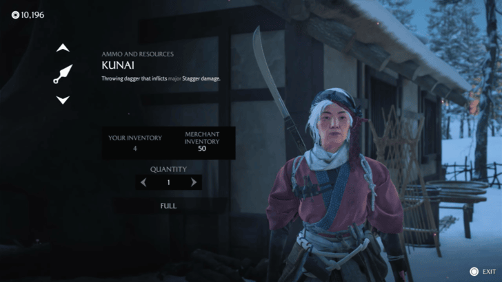 Get and Replenish From Hana the Kunai Artisan