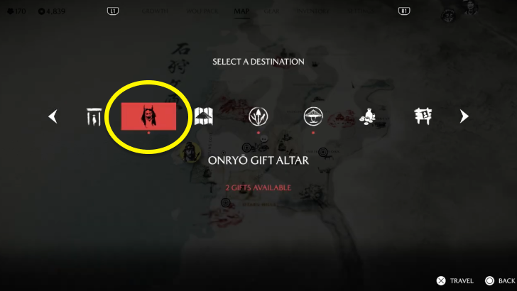 Fast Travel to Onryo Gift Altar