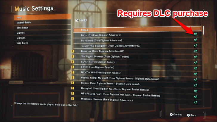 Some Music Tracks Require DLC Purchase