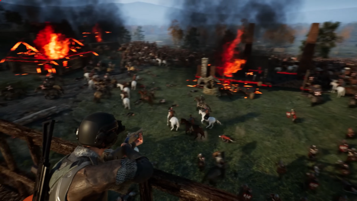 Kingmakers third-person shooting through medieval army
