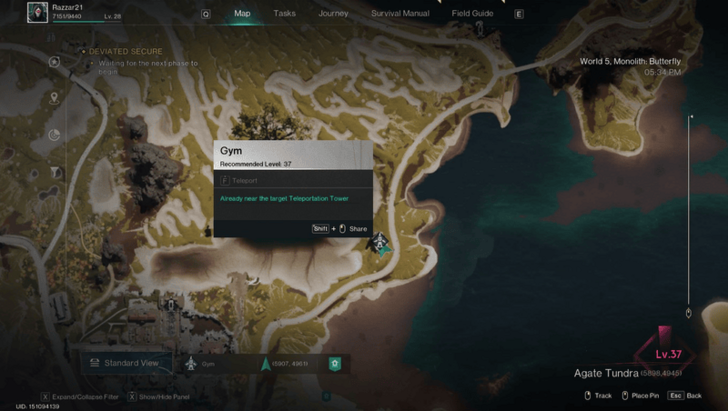 Once Human - Lv 37 Alice Gym Map Location