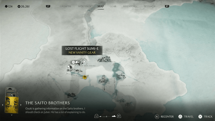 Lost Flight Sumi-e Map Image