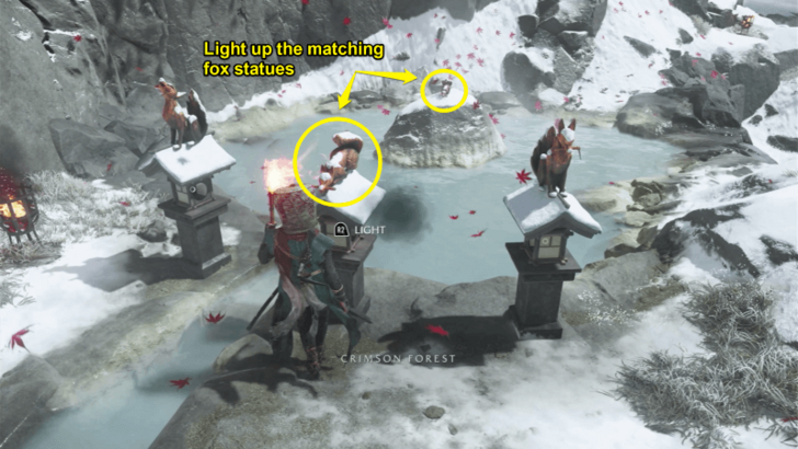 Lighting up the Matching Fox Statues