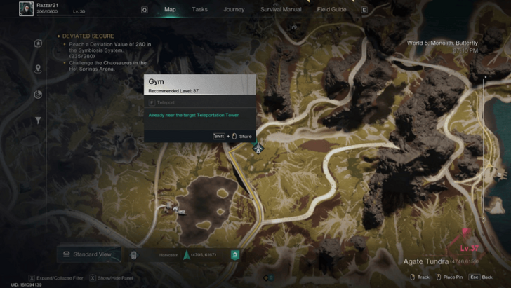 Once Human - Lv 37 Gym Ed Location Map