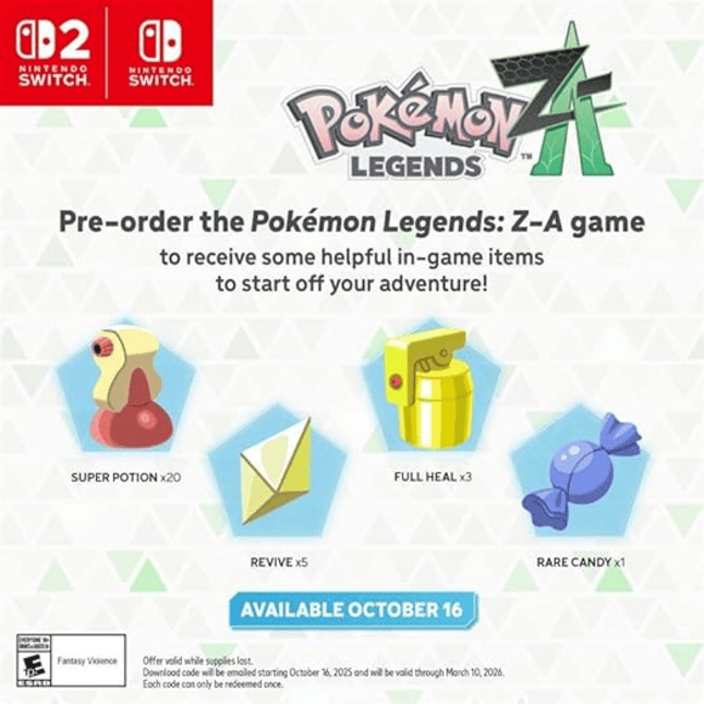 Legends Z-A Digital DLC Pre-Order Bonuses