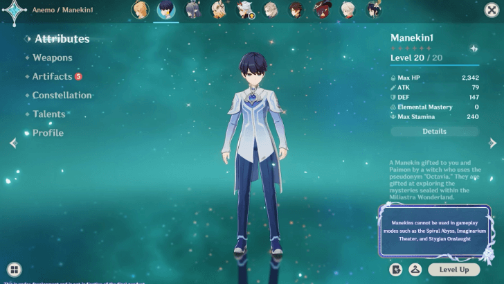 Genshin - Manekin character level