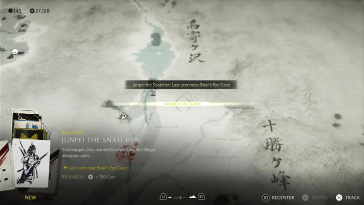 Junpei the Snatcher Location and Bounty