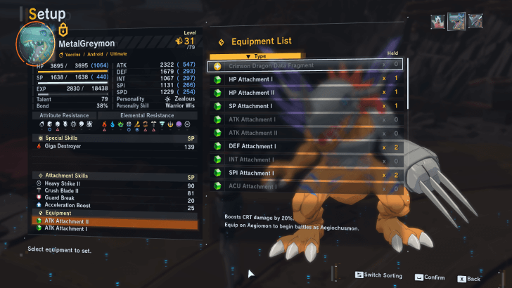 Digimon Story Time Stranger - Equipment Items