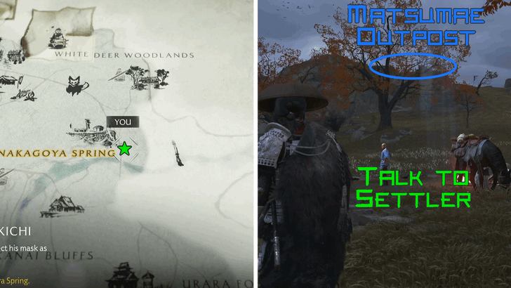 Speak to the Merchant near the Matsumae Outpost