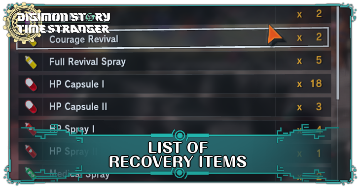 Digimon Story Time Stranger - List of Recovery Items