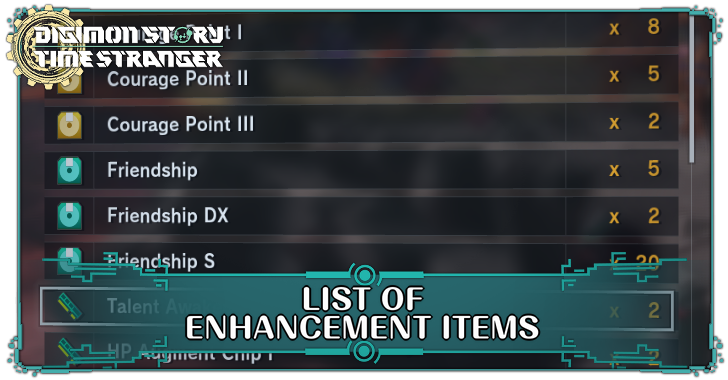 Digimon Story Time Stranger - List of Enhancement Items