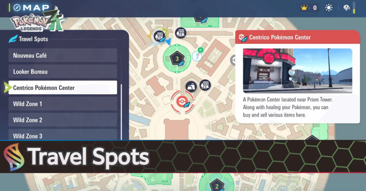 Pokemon Legends Z-A Travel Spot Locations