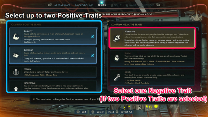 Character Trait Selection