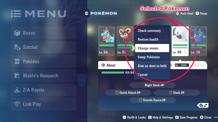 2 Select the Pokemon