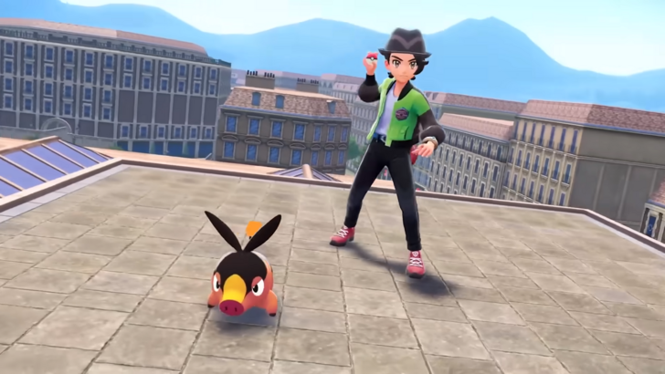 Pokémon Legends: Z-A protagonist with Tepig