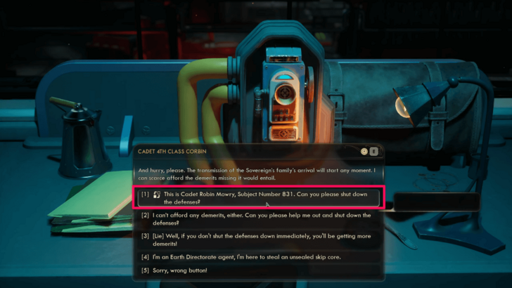 Intercom Dialogue with Mechanist Badge