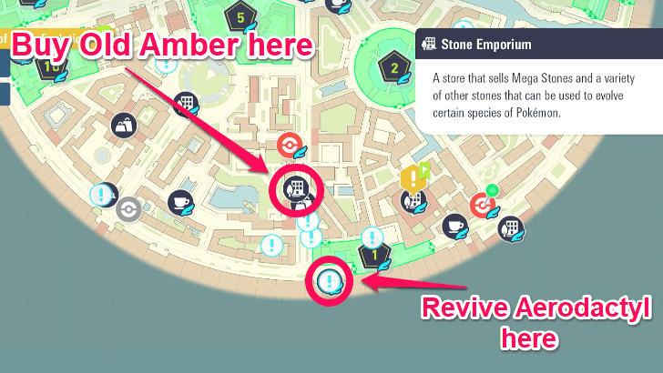Stone Emporium and Pokemon Research Lab Location