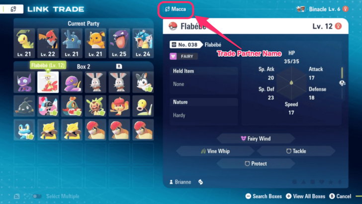 Pokemon Legends ZA Trade Partner Name