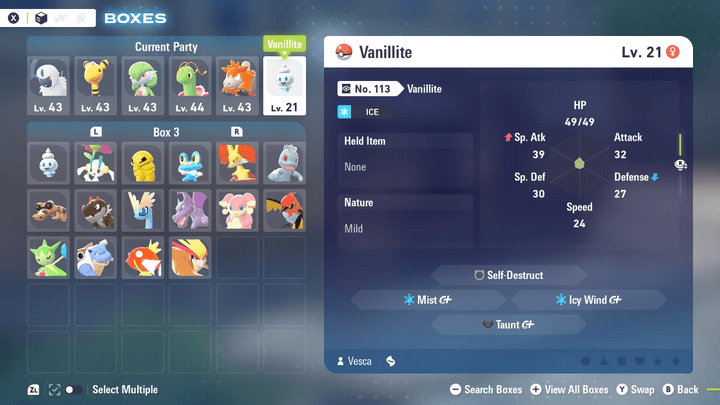 Add Vanillite to Your Party